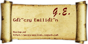 Géczy Emilián névjegykártya